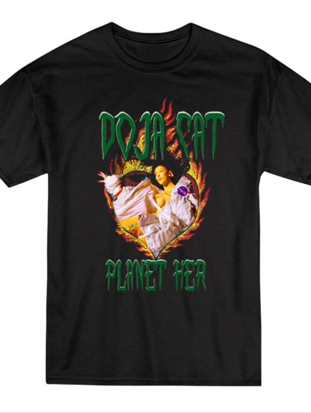 Doja Cat 'Planet Her' Black Graphic Unisex Tee with Green Lettering - Picture 2 of 6